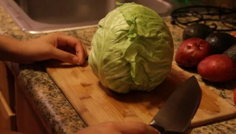 Cuttingcabbage Stock Footage 4885425