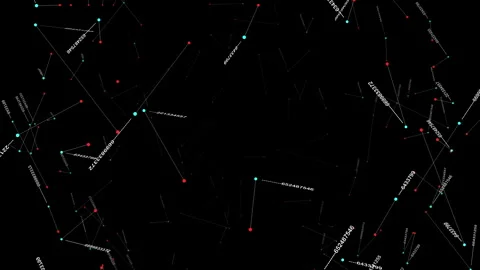 Cuttingedge data network visualization with interconnected nodes in a Stock Footage 276634016