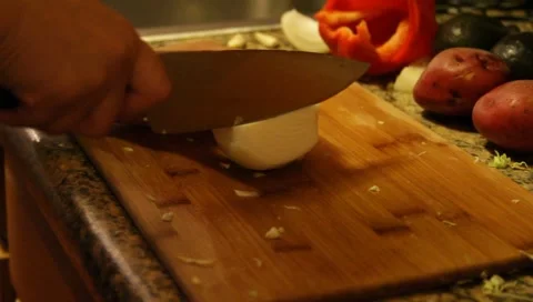Cuttingonion2 Stock Footage 4885381