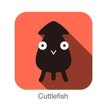 Cuttlefish animal face flat design Illustrazione stock