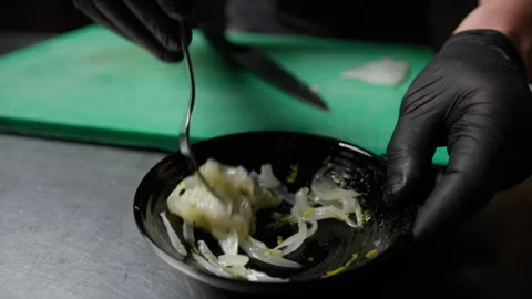 Cuttlefish Marinated By The Hands Of A Chef Stock Footage 278402976