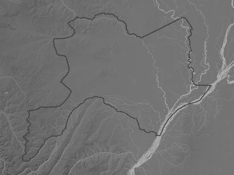 Cuvette, Republic of Congo. Grayscale elevation map with lakes and rivers Stock Illustration