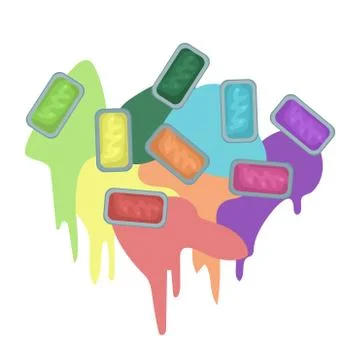 Cuvettes with different colors of paints. Vector illustration Stock-Illustration
