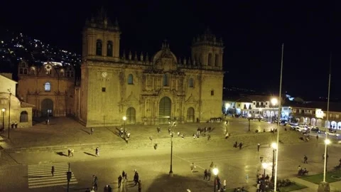 Cuzco night pan up Stock Footage 170379325