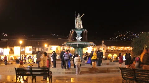 Cuzco - night time lapse - Plaza de Armas, Cusco, Peru - 4K Stock Footage