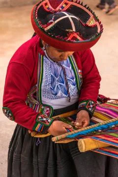 Cuzco, Peru - April 30, 2019. Traditional handmade wool production Stock Photos