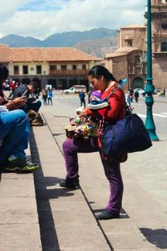CUZCO, PERU - May 07, 2019: Street vendor Stock Photos