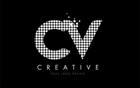 CV C V Letter Logo Design White Magenta Dots and Swoosh Illustrazione stock