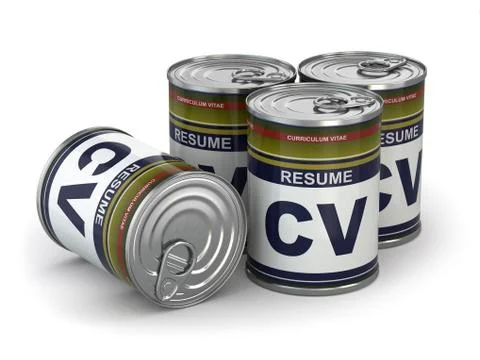 Cv can, conceptual image of resume. Illustrazione stock