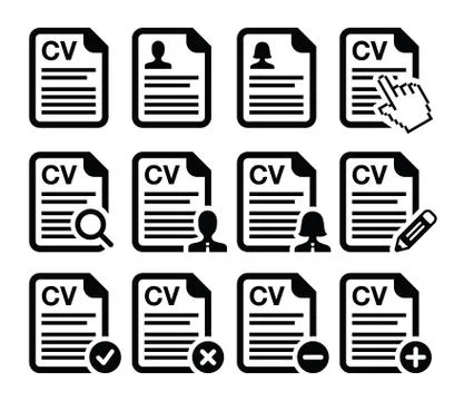CV - Curriculum vitae, resume vector icons set Stock Illustration
