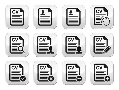 CV - Curriculum vitae, resume vector buttons set Stock Illustration