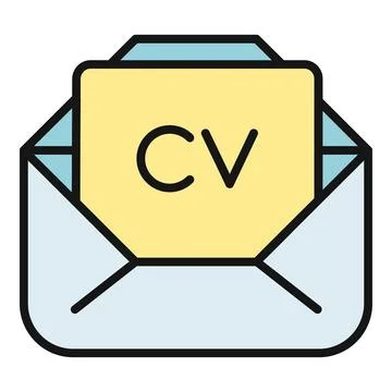 Cv document mail application process outline icon Stockillustratie