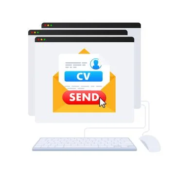 CV fulfilling and sending. Apply for jobs. Upload resume Stock Illustration