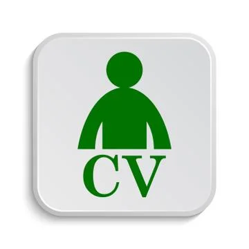 CV icon. Internet button on white background.. Illustrazione stock