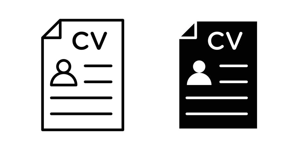 CV icon thin line and clipart style vector set 스톡 일러스트