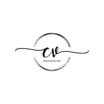 CV Initial handwriting logo with circle template vector Stock Illustration