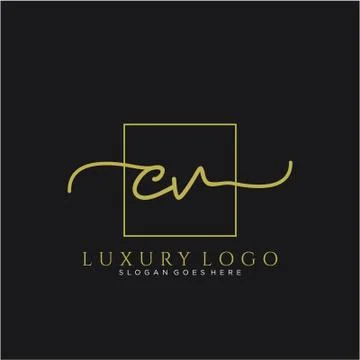 CV Initial handwriting logo design Stock Illustration