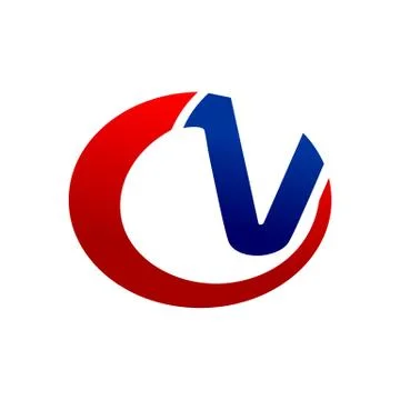 CV Initials Lettermark Red Blue Symbol Design Stock Illustration