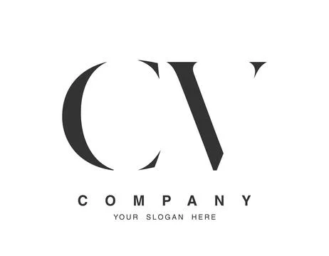 CV logo design. Initial letter c and v serif font style. Creative classic c.. Illustrazione stock