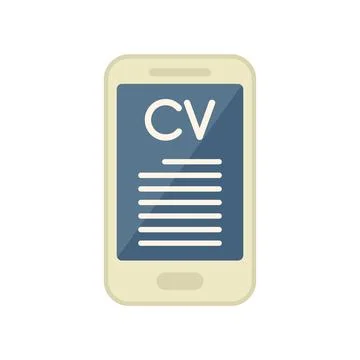 Cv phone icon flat vector. Internet work Stock Illustration