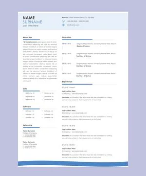 Cv resume curriculum vitae template design Stock Illustration