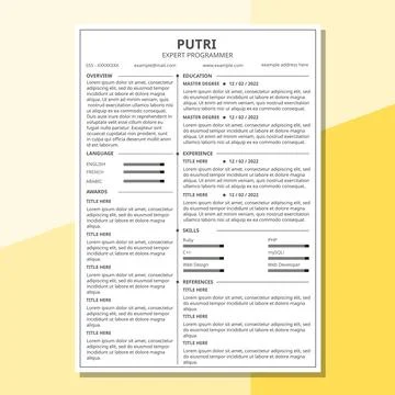 CV Resume Template 2 side Minimalist Clean Illustrazione stock