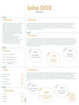Cv resume template with cutable categories Stock Illustration