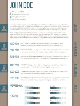Cv resume template with side categories Stock Illustration
