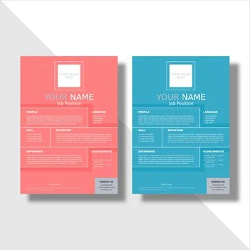 A cv template to apply for jobs. and 2 template with different colors Stock Illustration