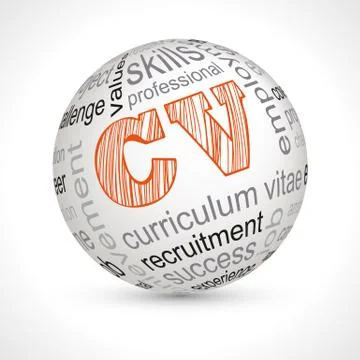 CV theme sphere with keywords Stock Illustration