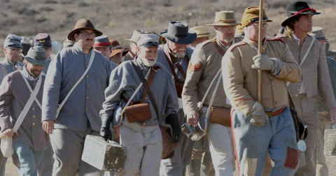 Cvil War Reenactment Confederates Marching Stock Footage 57265335