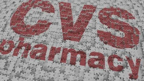 CVS PHARMACY logo composing with puzzle pieces, editorial 3D rendering Stock Illustration