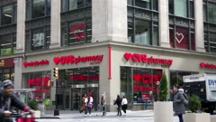 NBA, NHL store exteriors in NYC (2 Shots, Stock Video