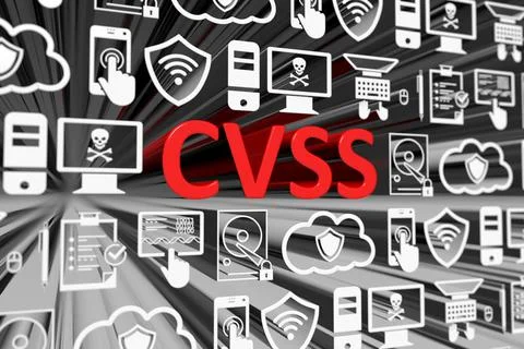 CVSS concept blurred background 3d render illustration Illustrazione stock