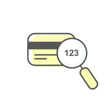 CVV code icon sample - credit card and magnifying glass, online payment conce Stock-Illustration