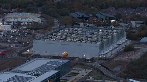 CWL1, Cardiff data center. Aerial overview. Stock Photos