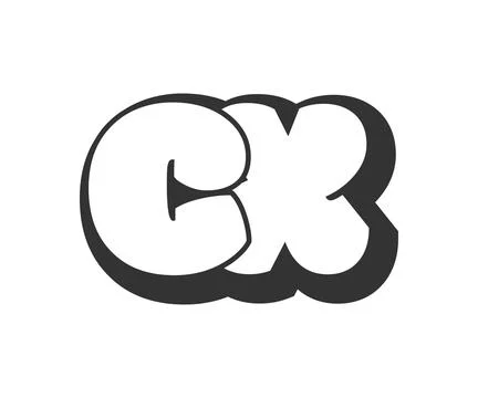 CX logo, bubble comic lettering, rounded in graffiti style black and white .. 库存插图
