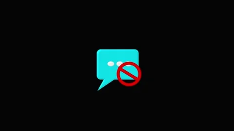 Cyan 3D chat bubble with red prohibition sign, forbidden message stands out.. Stock Footage 332664010