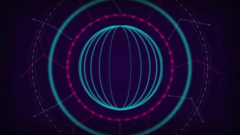 Cyan 3D ellipsoid spinning seamless loop HUD motion background Stock Footage 344926787