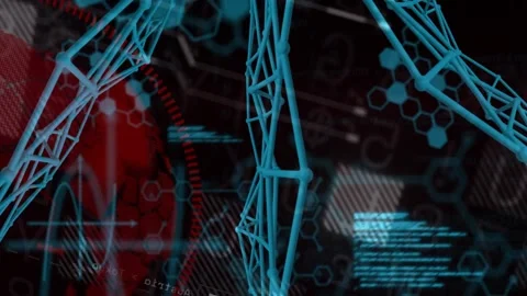 Cyan 3D lattice appearing starting camera pan rotating and moving closer showing Stock Footage 328656754