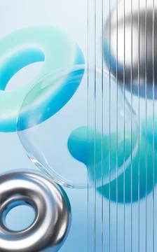Cyan abstract bubbles and spheres background, mobile phone wallpaper, compu.. Stock Illustration
