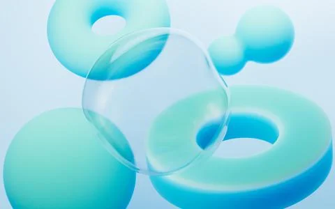 Cyan abstract bubbles and spheres background, mobile phone wallpaper, compu.. Stock Illustration