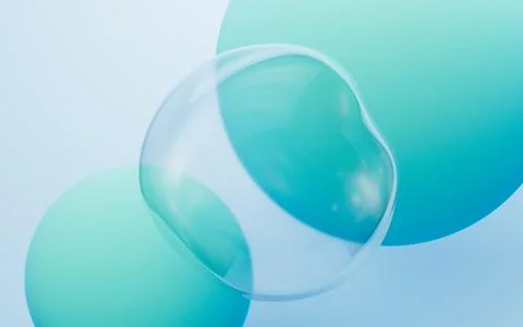 Cyan abstract bubbles and spheres background, mobile phone wallpaper, compu.. Stock Illustration