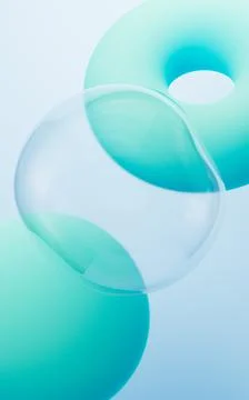 Cyan abstract bubbles and spheres background, mobile phone wallpaper, compu.. Stock Illustration