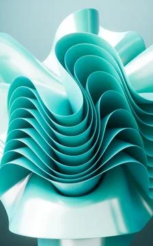 Cyan abstract curvy background, desktop wallpaper, 3d rendering. Stock Illustration