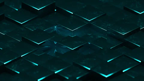 Cyan Abstract Glossed Textured Cubes Background VJ Loop in 4K Stock Footage 246862326