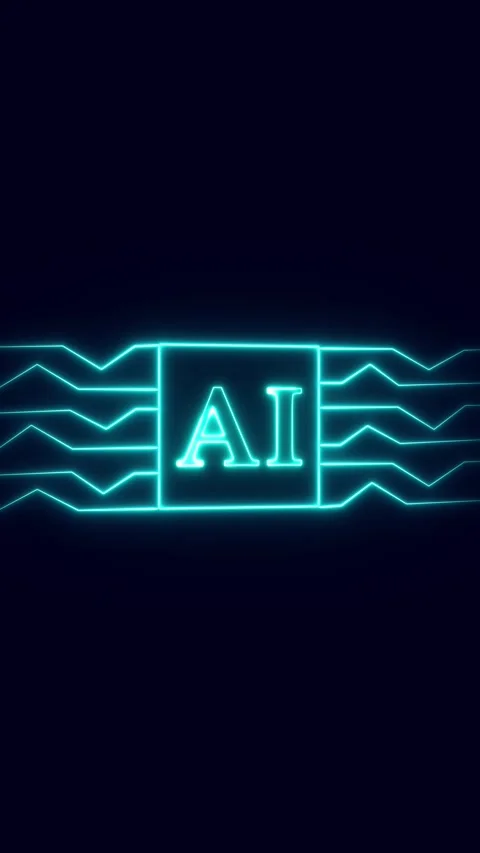 Cyan AI text on circuit board background artificial intelligence. Modern co.. Stock Footage 345967586