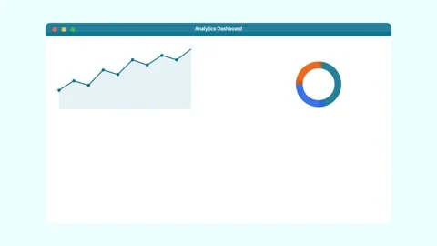 Cyan Analytics Dashboard Metrics KPI Flat Design Animation Stockbeeldmateriaal 342607870
