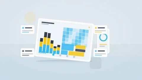 Cyan and amber analytics dashboard flat design loop Stock Footage 342629101