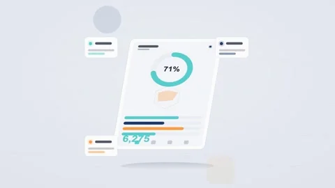 Cyan and blue analytics dashboard flat design loop Stock Footage 342628705